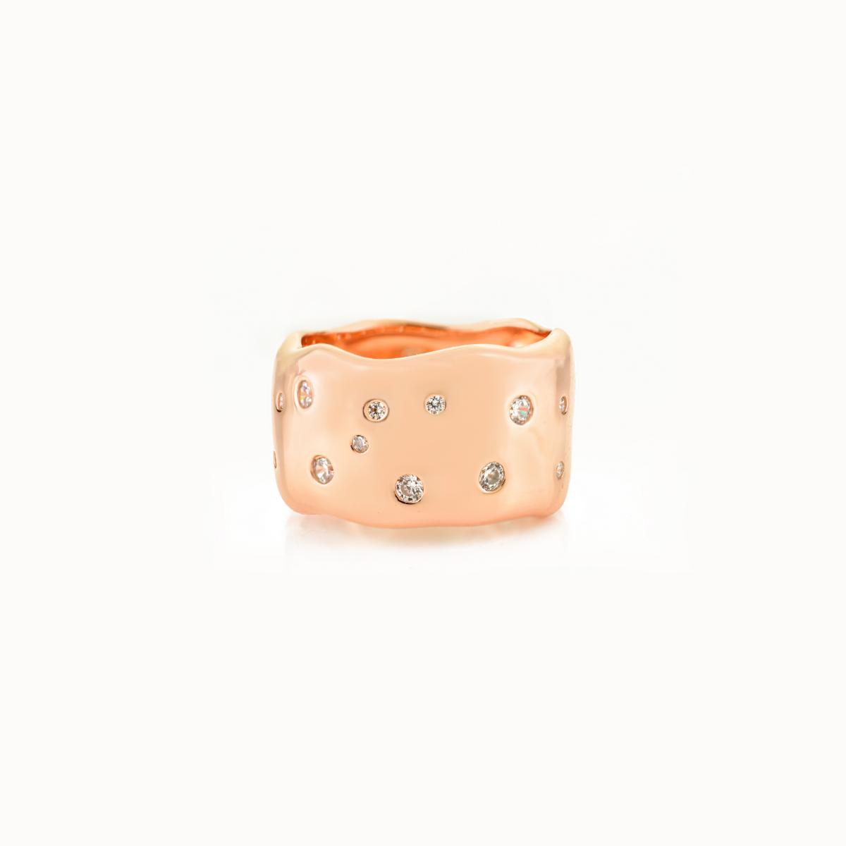 925 Sterling Silver Rose Gold Wave Ring