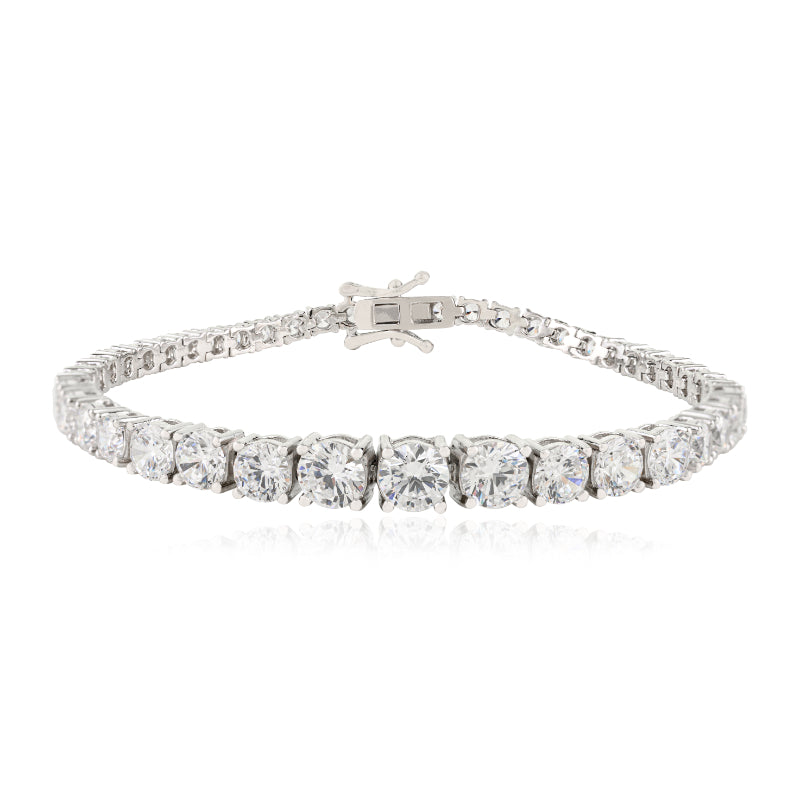 925 Sterling Silver Brilliant Round White CZ Tennis Bracelet