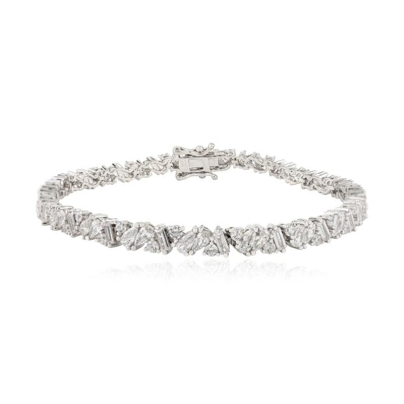 Brilliant Linear White CZ Linear Tennis Bracelet