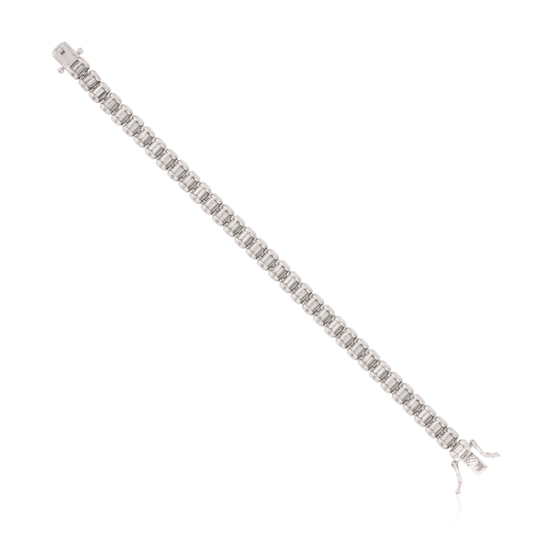 Chunky Silver Tennis Bracelet with Rectangular Baguette in CZ