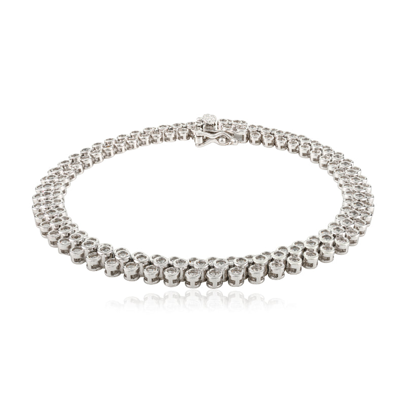 925 Silver White CZ Round Tennis Bracelet