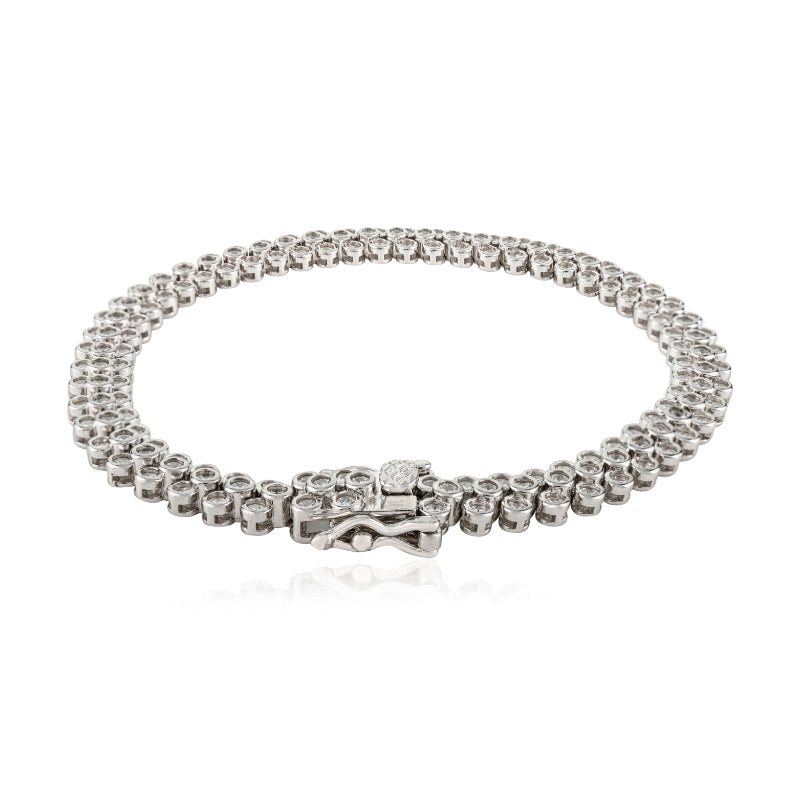 925 Silver White CZ Round Tennis Bracelet