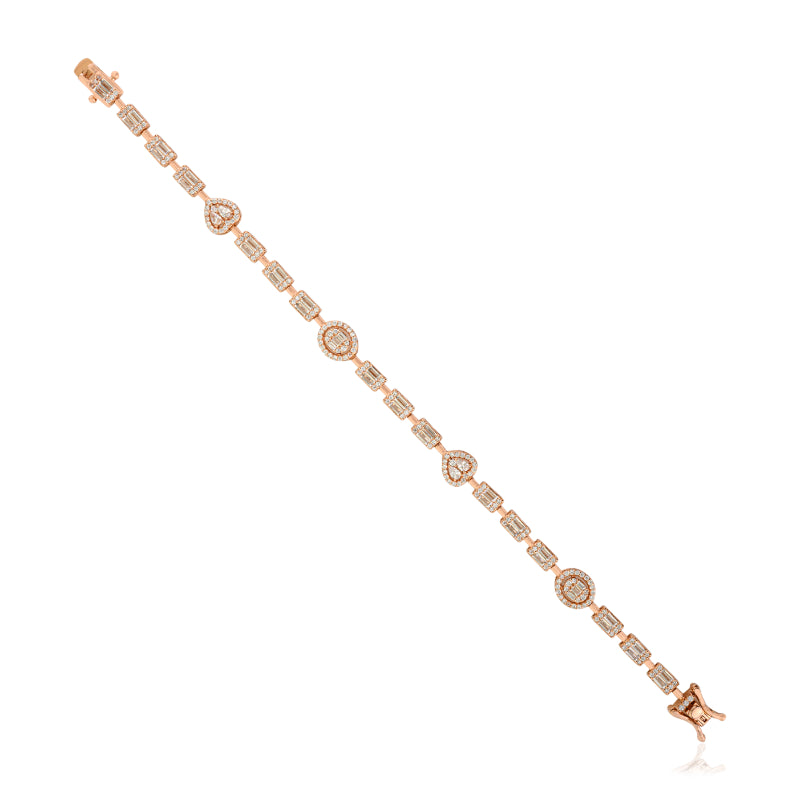 Sterling Silver Rose Gold Plated White CZ Tennis Bracelet