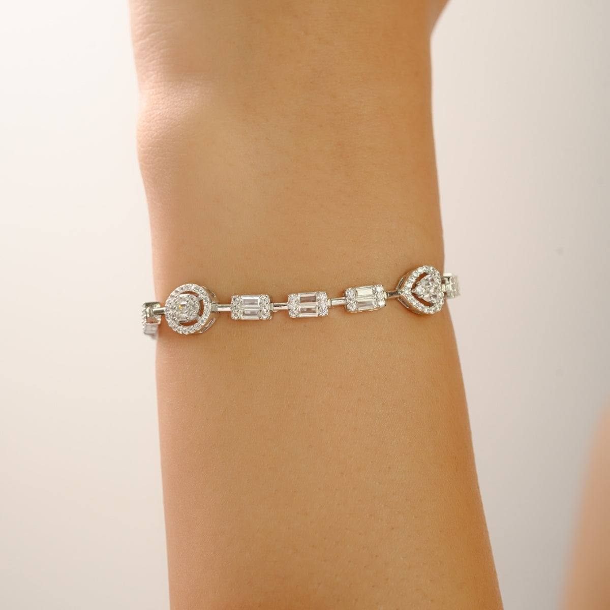 Sterling Silver Multi Cut White CZ Tennis Bracelet