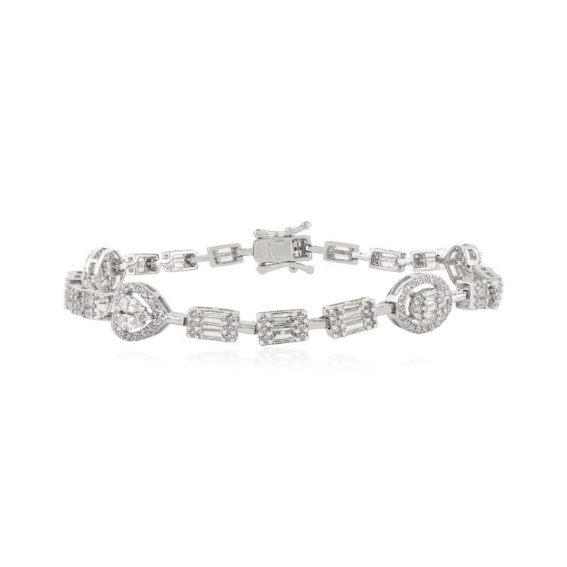 Sterling Silver Multi Cut White CZ Tennis Bracelet