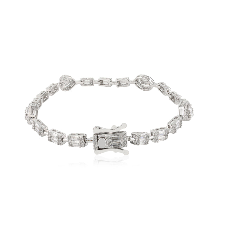 Sterling Silver Multi Cut White CZ Tennis Bracelet