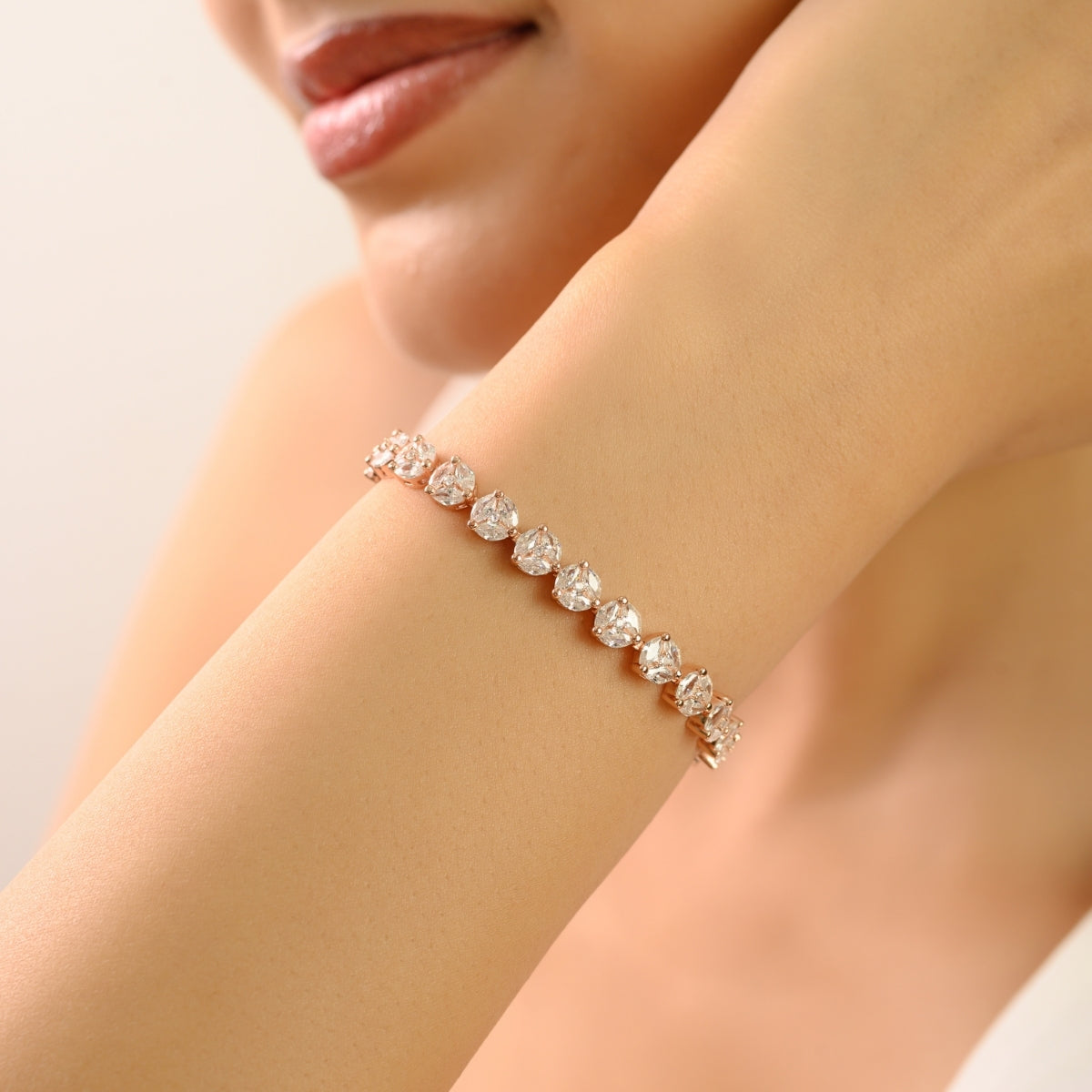 925 Sterling Silver Brilliant Round White CZ Tennis Bracelet