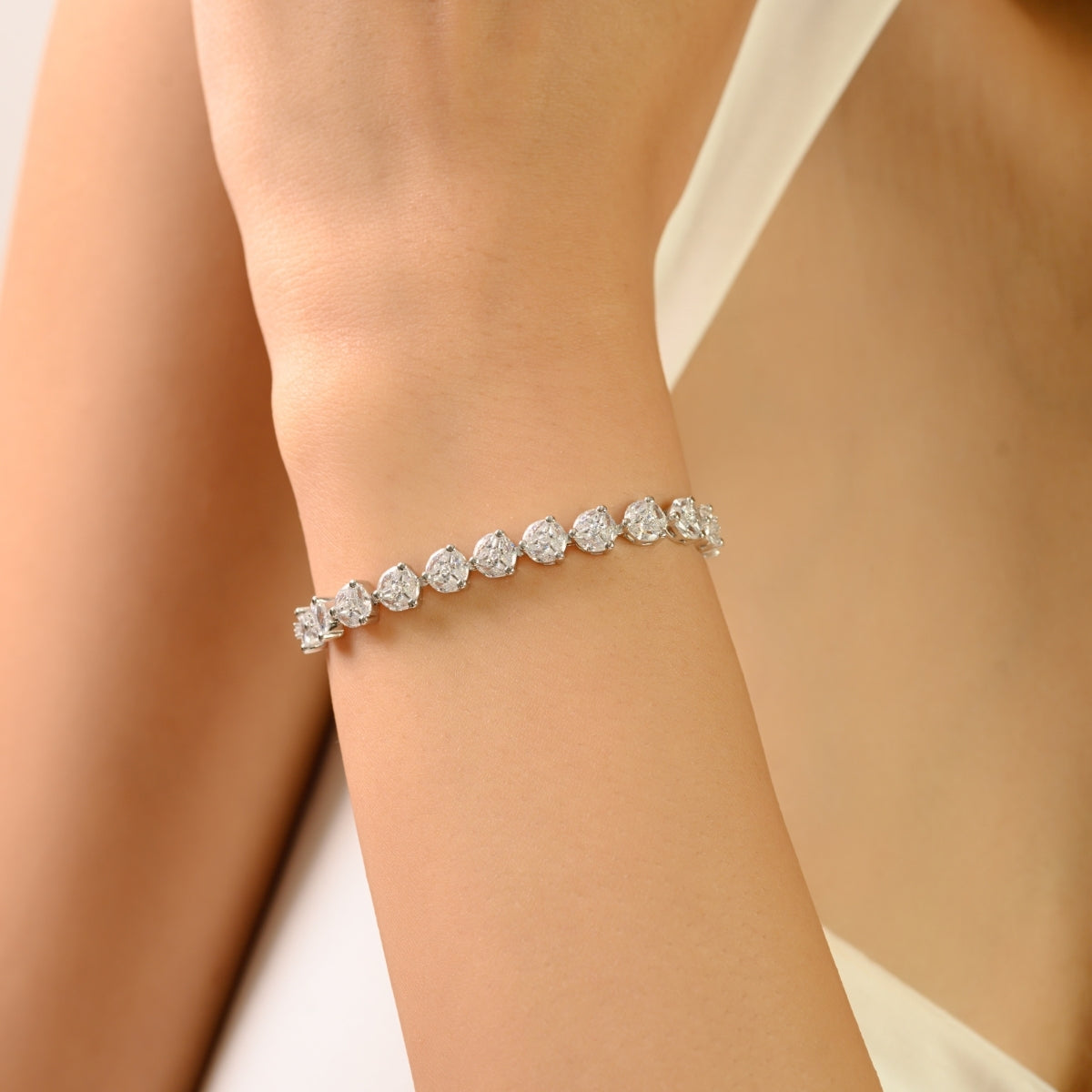 925 Sterling Silver Brilliant Round White CZ Tennis Bracelet