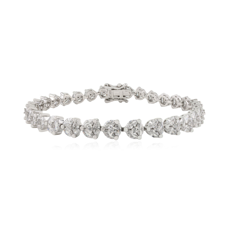 925 Sterling Silver Brilliant Round White CZ Tennis Bracelet