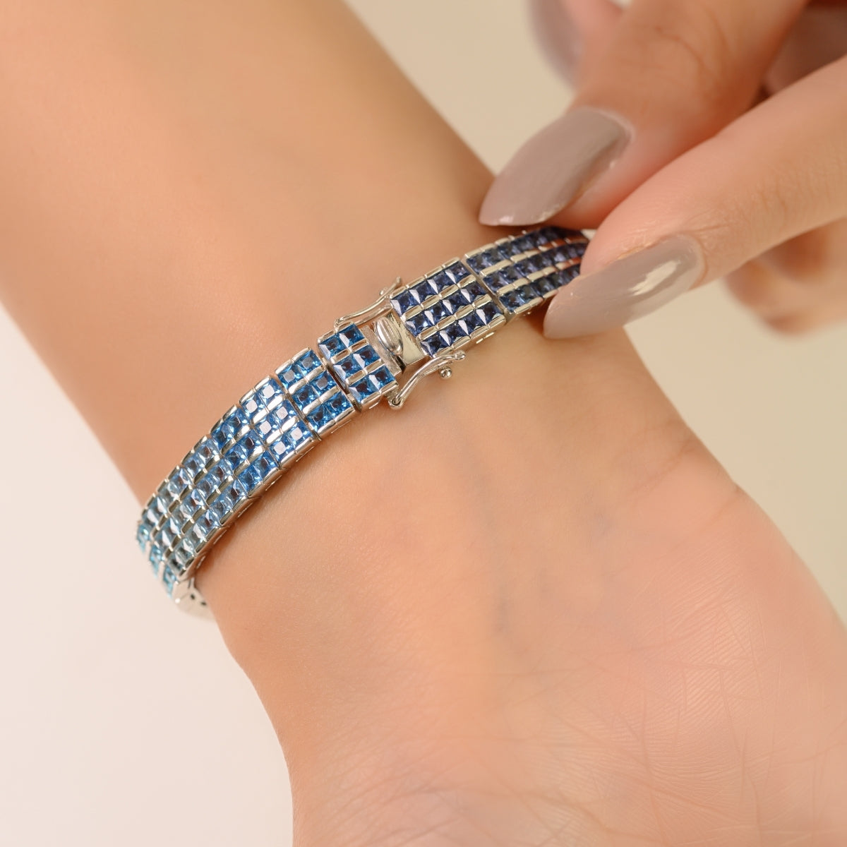 Sterling Silver Multi Colour Tennis Bracelet