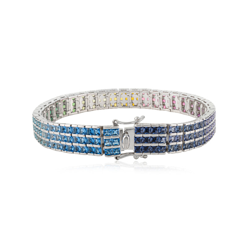 Sterling Silver Multi Colour Tennis Bracelet
