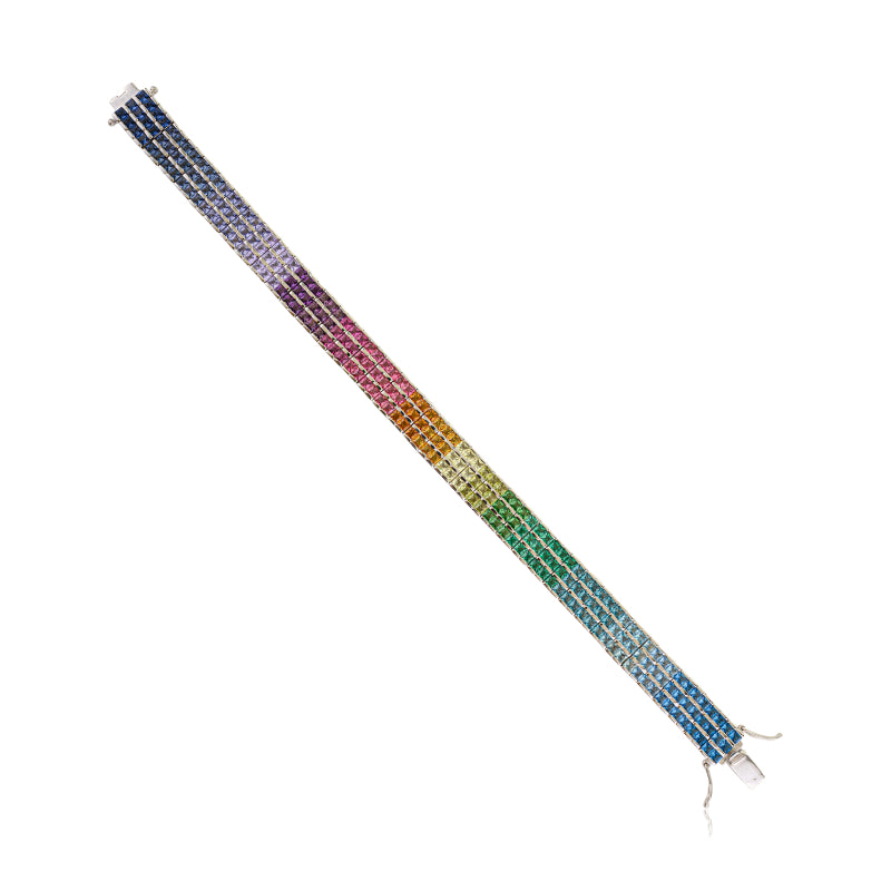 Sterling Silver Multi Colour Tennis Bracelet