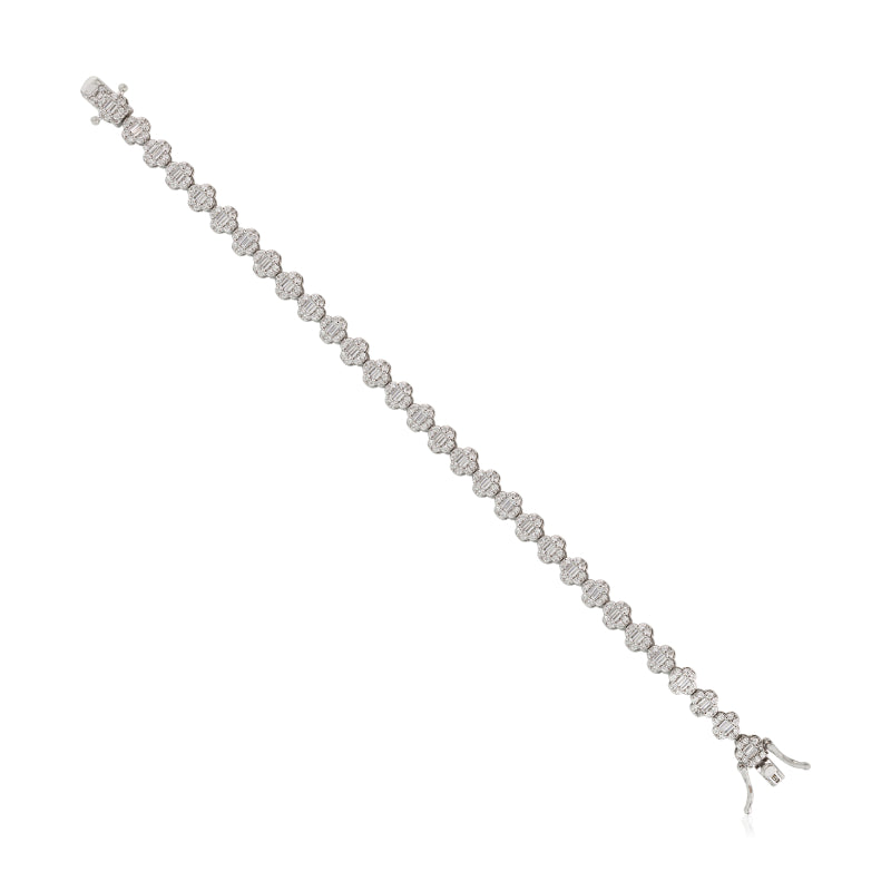 925 Sterling Silver Brilliant Round White CZ Halo Tennis Bracelet
