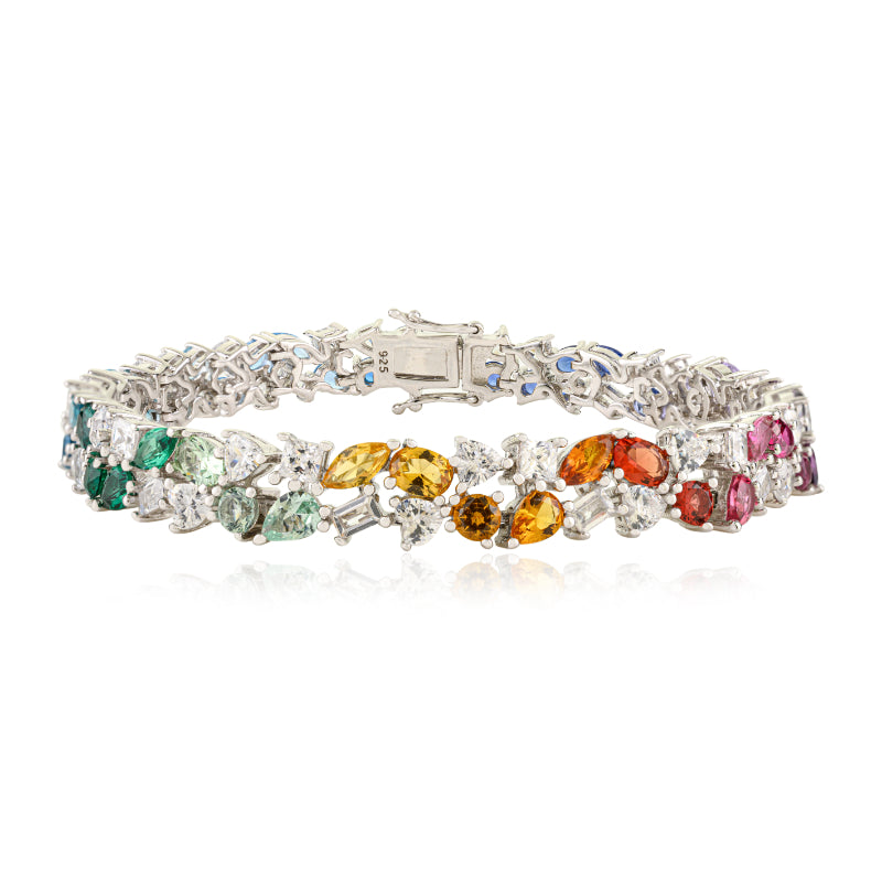Vibrant Rainbow CZ Bracelet with Multi-Color Cubic Zircons