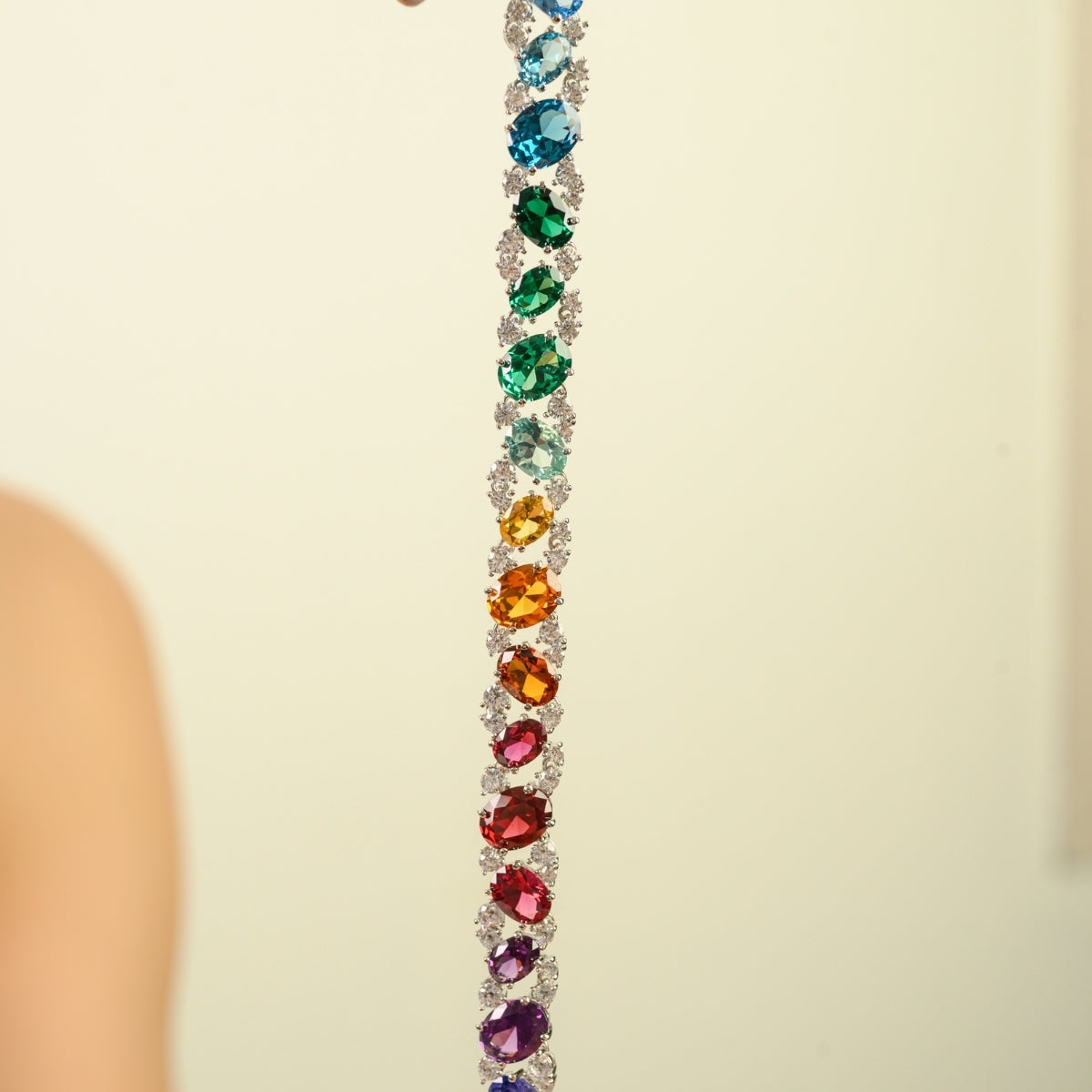 Vibrant Rainbow CZ Bracelet with Multi-Color Cubic Zircons
