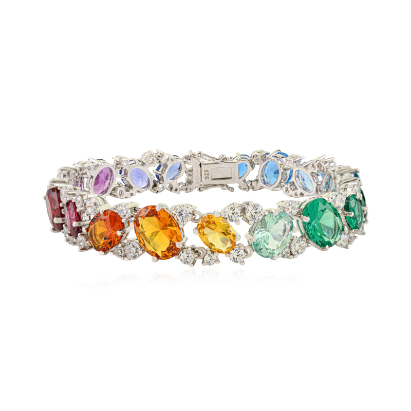 Vibrant Rainbow CZ Bracelet with Multi-Color Cubic Zircons