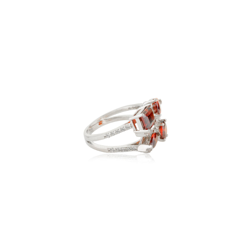 Stunning Multi Cut Red CZ and White CZ Ring for Party