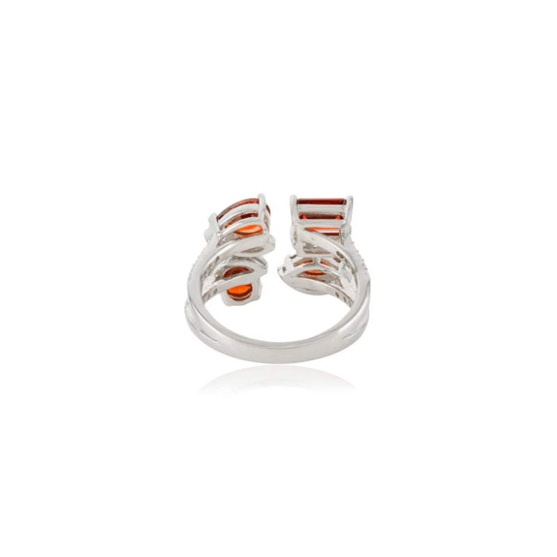 Stunning Multi Cut Red CZ and White CZ Ring for Party