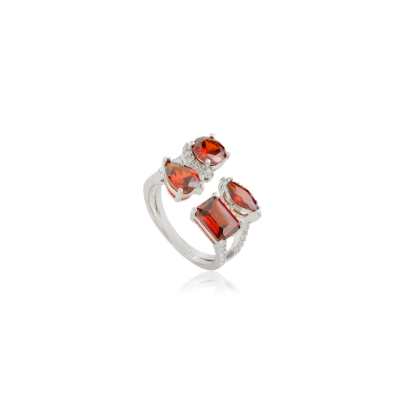 Stunning Multi Cut Red CZ and White CZ Ring for Party