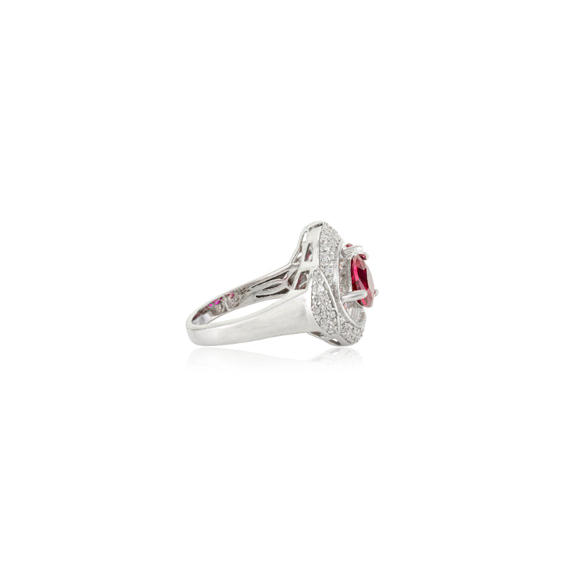 Sterling Silver Twin Crimson Ring in Red and White CZ