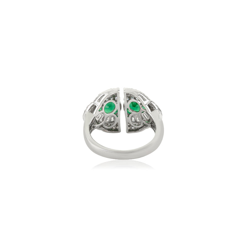 Sterling Silver Twin Crimson Ring in Green and White CZ
