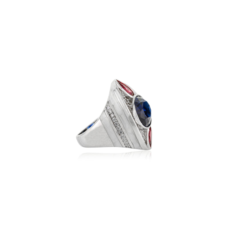 Sterling Silver Bold Colorful Chunky Designer Ring