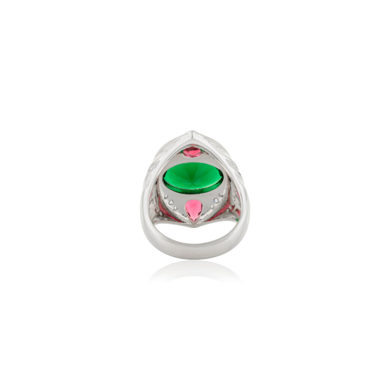Sterling Silver Bold Green Chunky Designer Ring