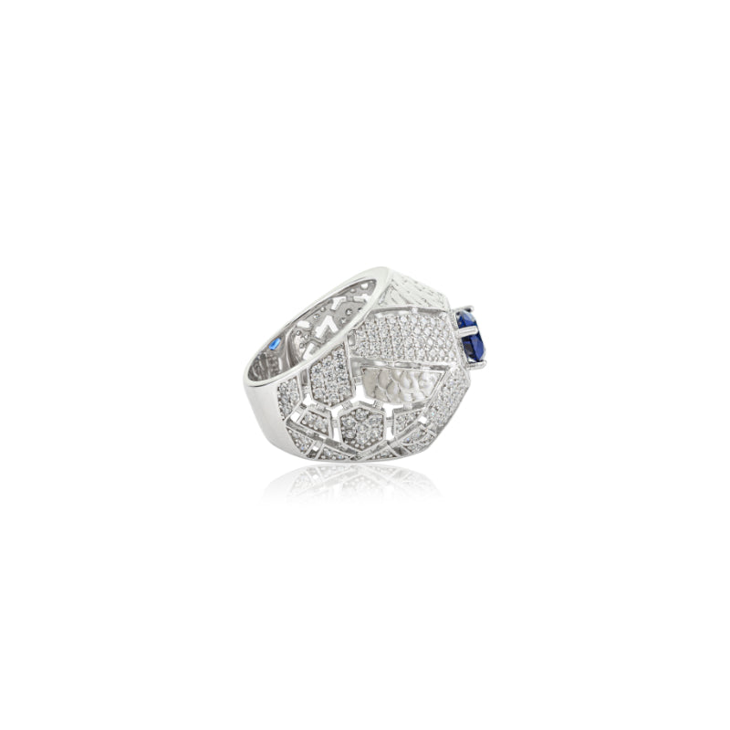 Sapphire-Centered Dome Ring in Sterling Silver