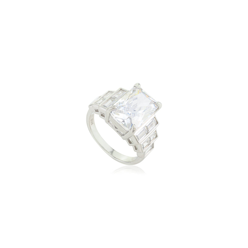 Big Ascher Cut Art Deco Vintage Inspired Engagement Ring