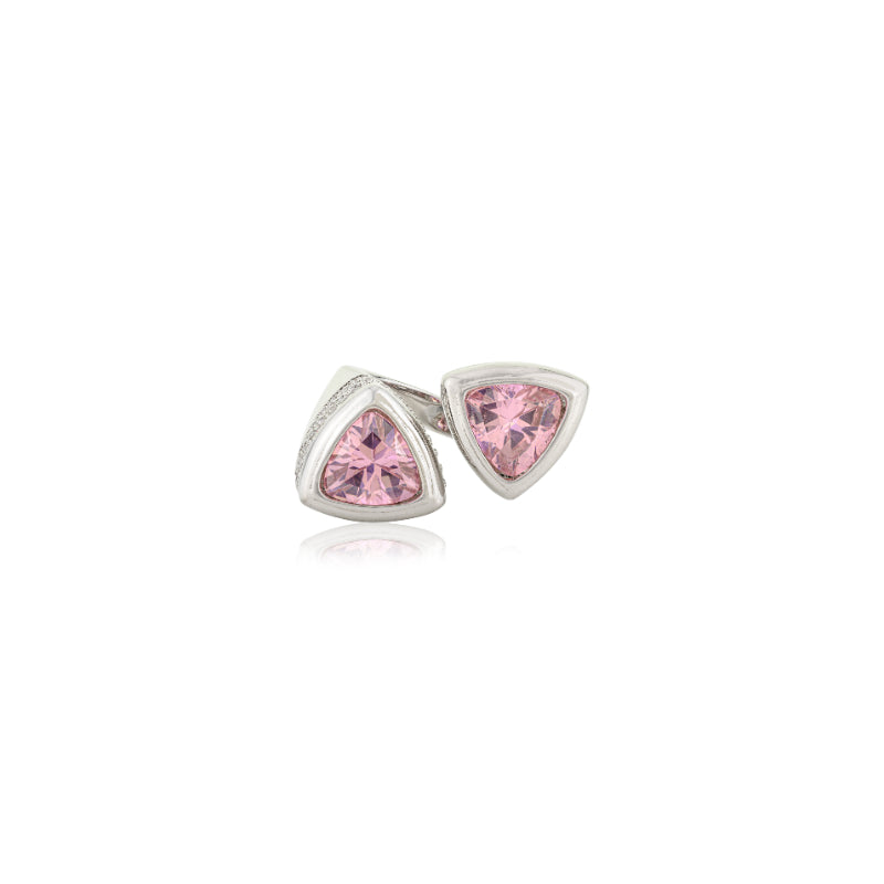 Sterling Silver Triangle Ring with Trillion Pink CZ Stone
