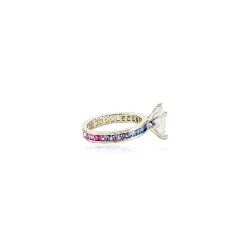 Sterling Silver Princess-Cut White CZ Solitaire Ring