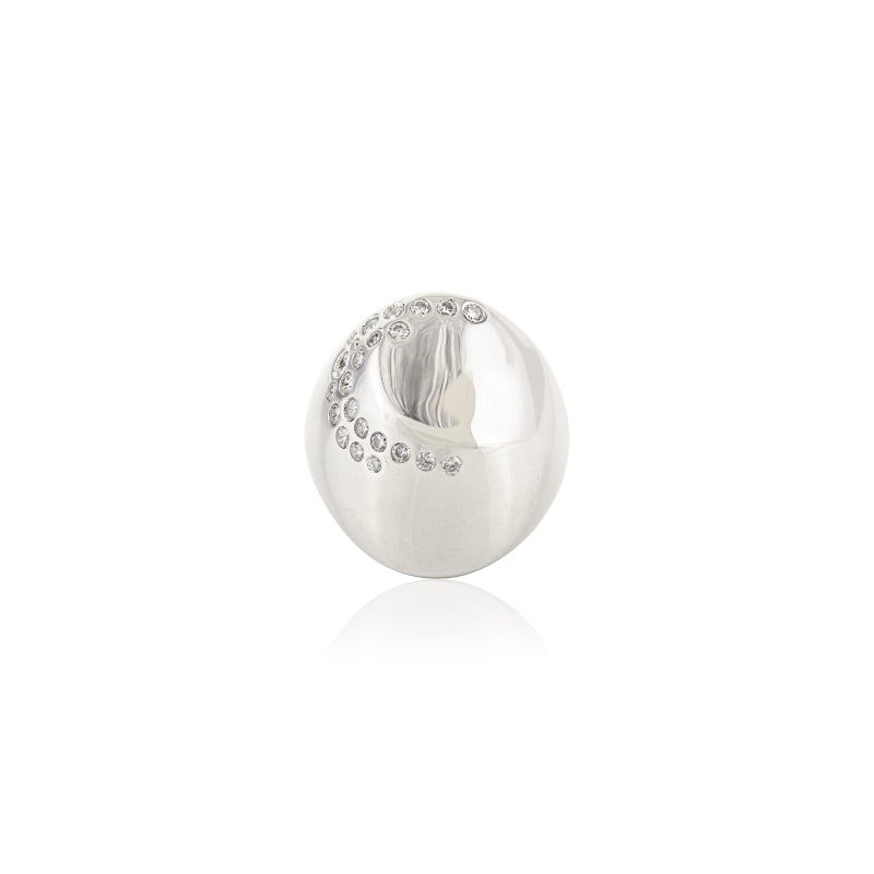 White CZ Studded Chunky Ring in Silver