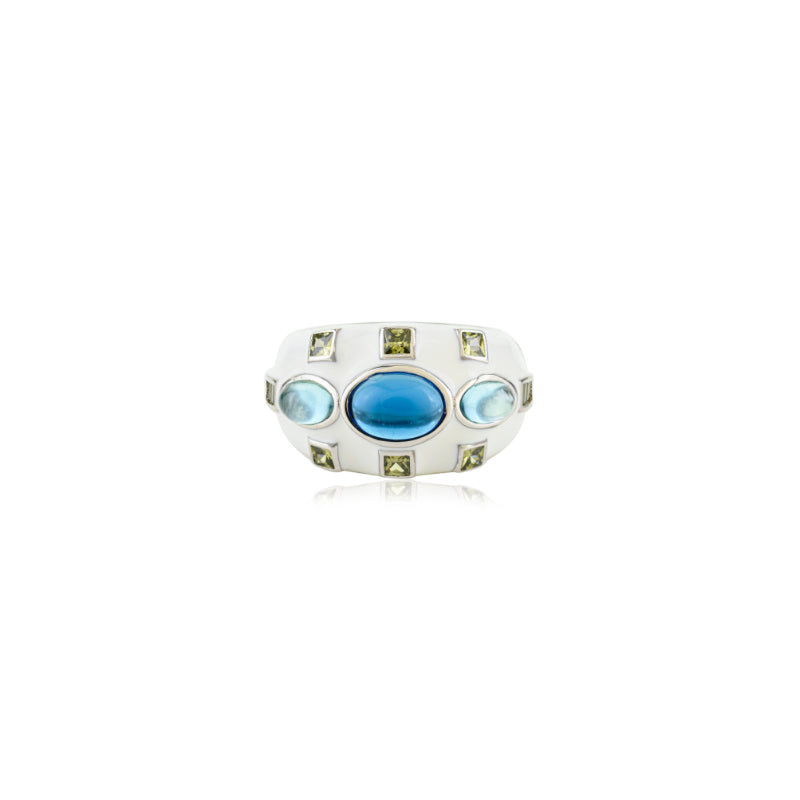Sterling Silver Bold Colorful Chunky Designer Ring for Women
