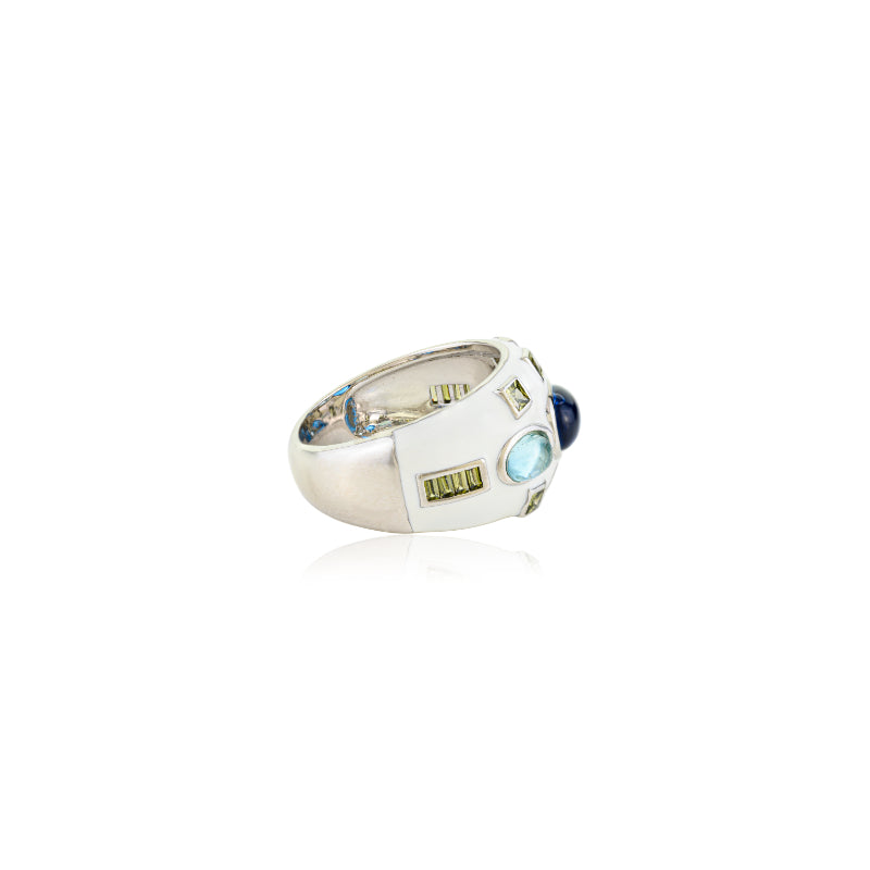 Sterling Silver Bold Colorful Chunky Designer Ring for Women