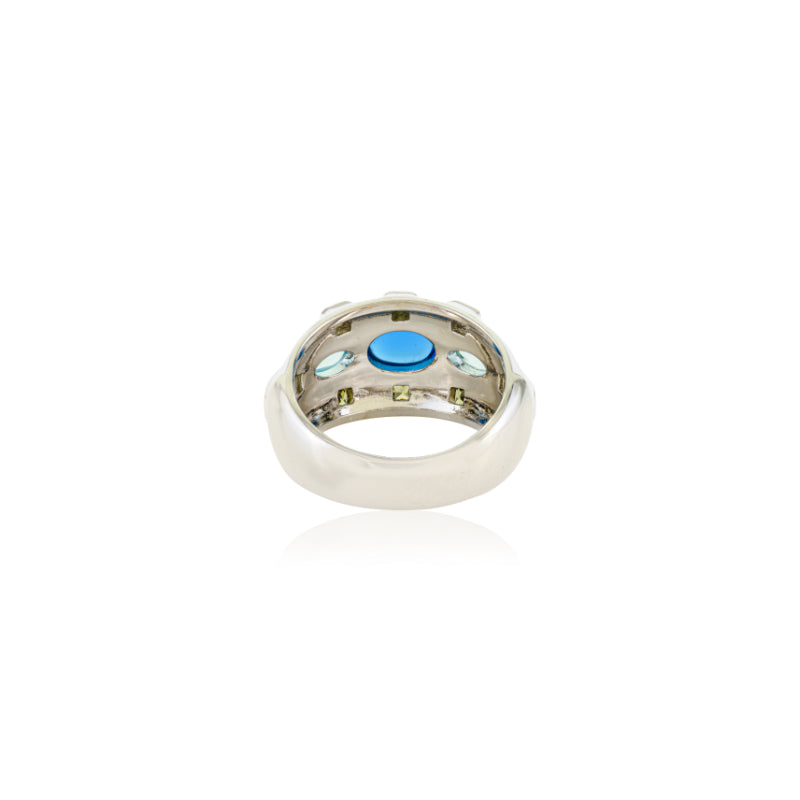 Sterling Silver Bold Colorful Chunky Designer Ring for Women