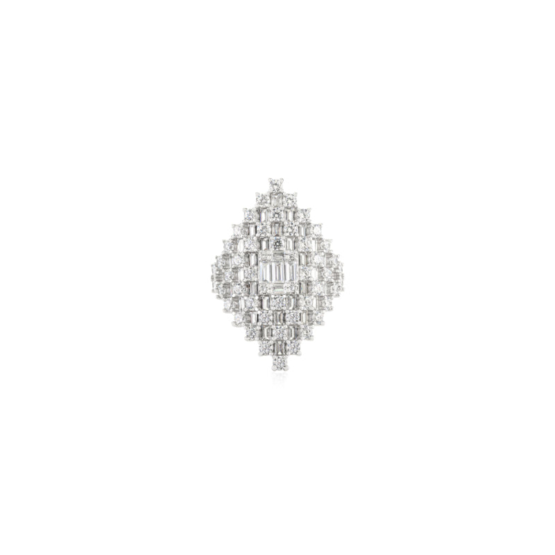 Retro Art Deco Style Silver Ring with CZ Studded