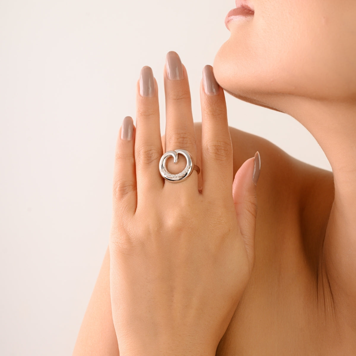 White CZ Studded Minimalist Ring for Daily and Party Wear