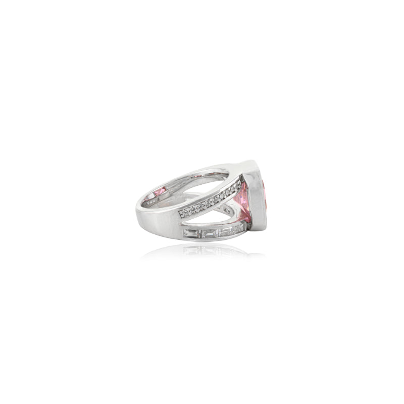 Cushion Cut Solitaire Chunky Ring in 925 Silver
