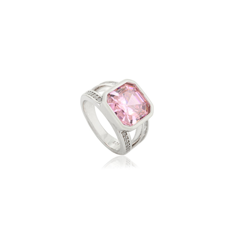 Cushion Cut Solitaire Chunky Ring in 925 Silver