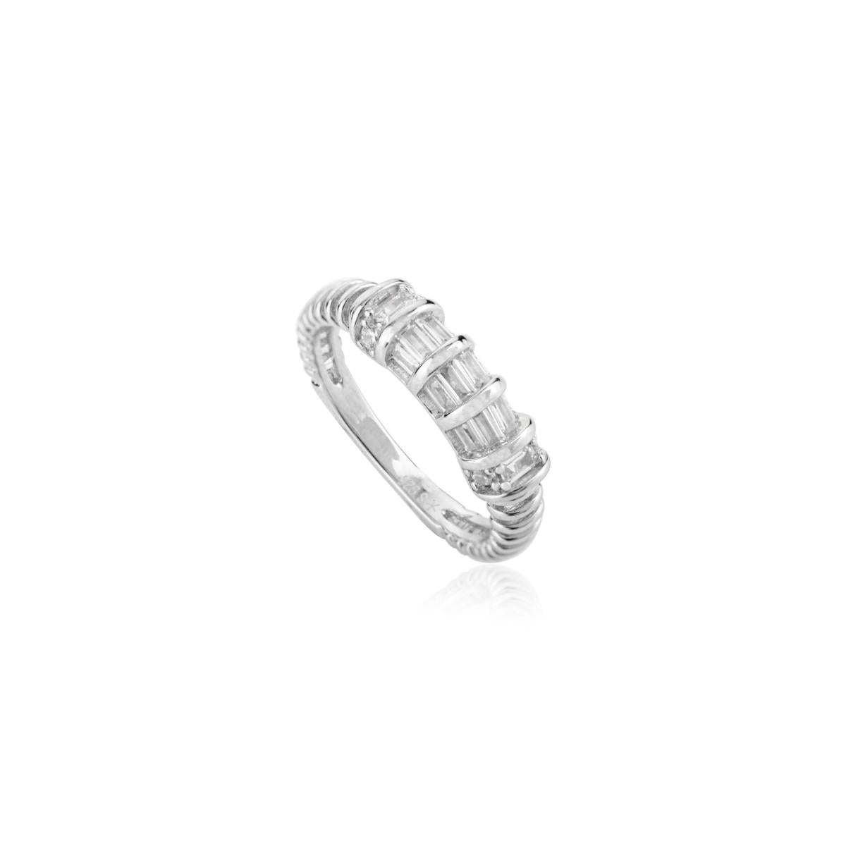 925 Sterling Silver White Diamond Three Stone Minimal Ring