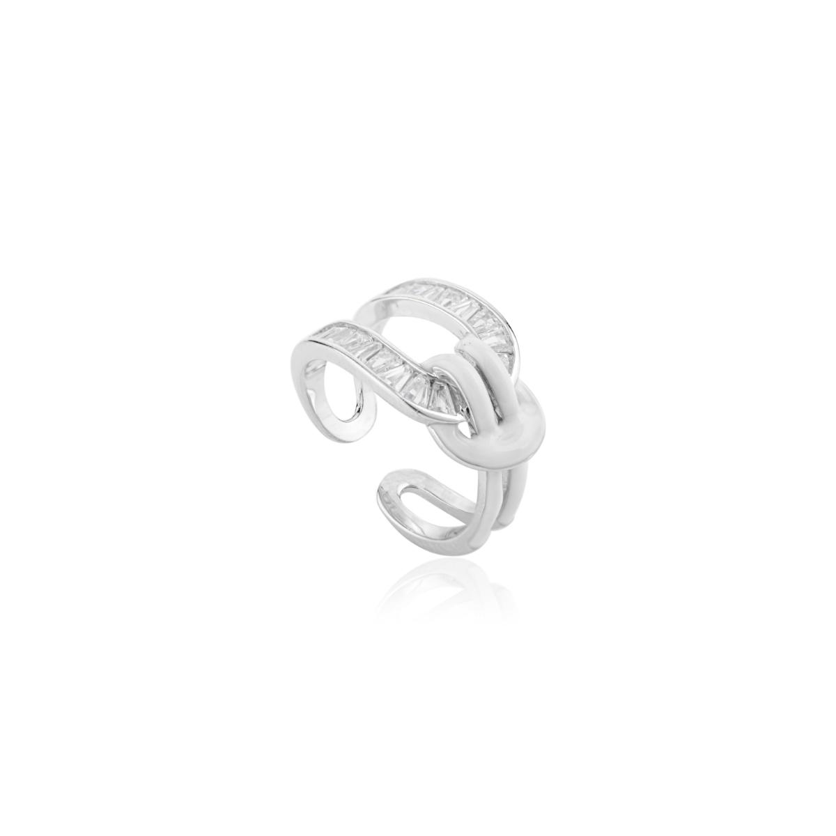 925 Sterling Silver White Enamel Knot Ring