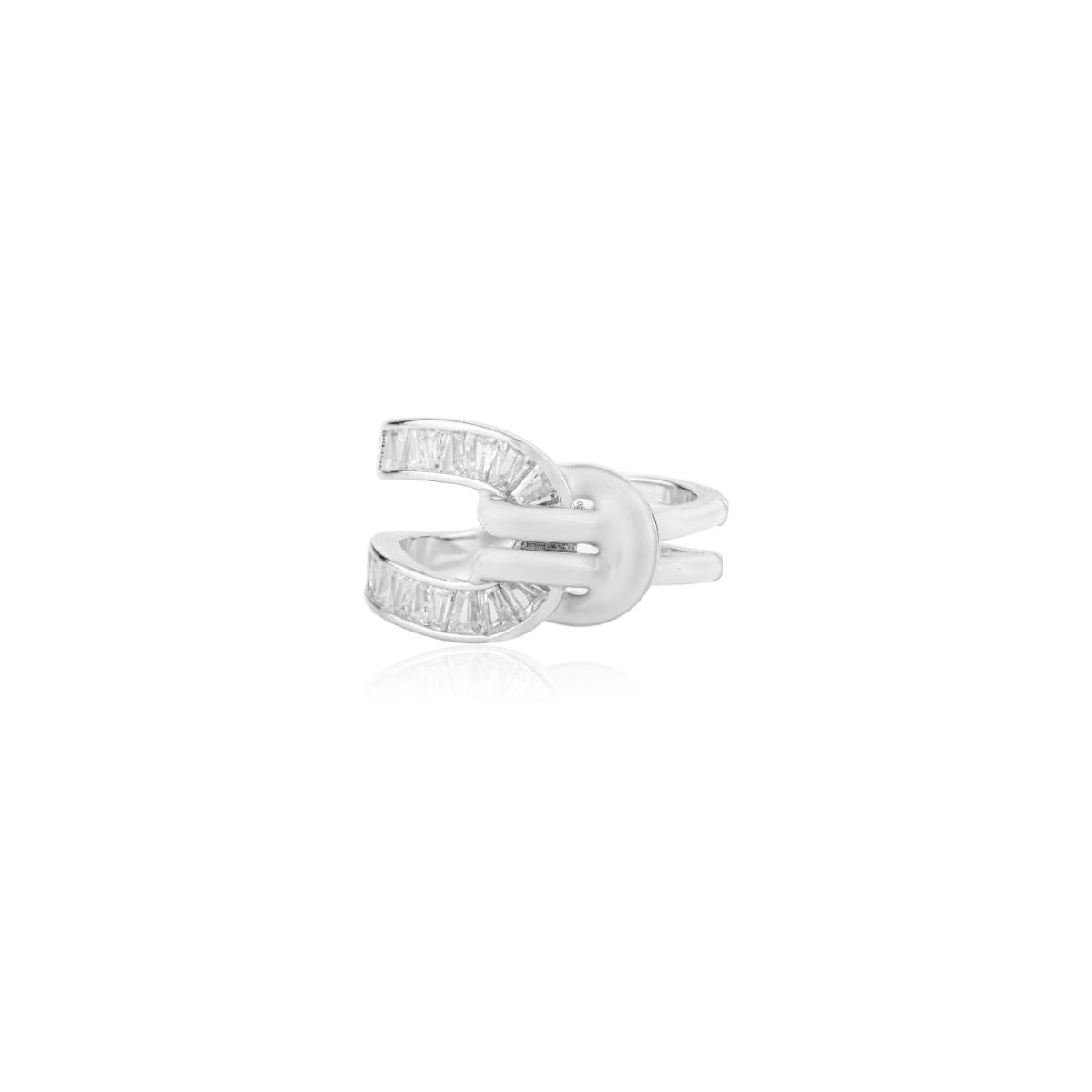 925 Sterling Silver White Enamel Knot Ring