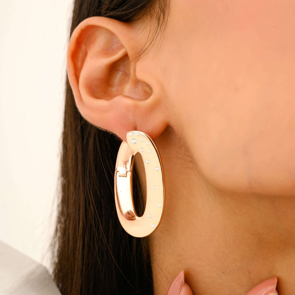 925 Silver Rose Gold Plated CZ Statement Earrings