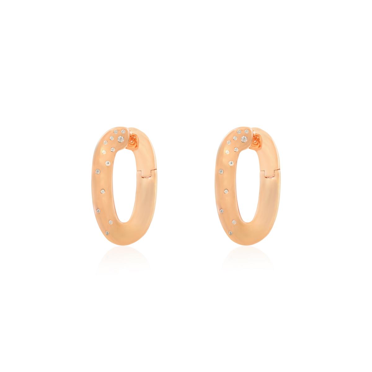 925 Silver Rose Gold Plated CZ Statement Earrings