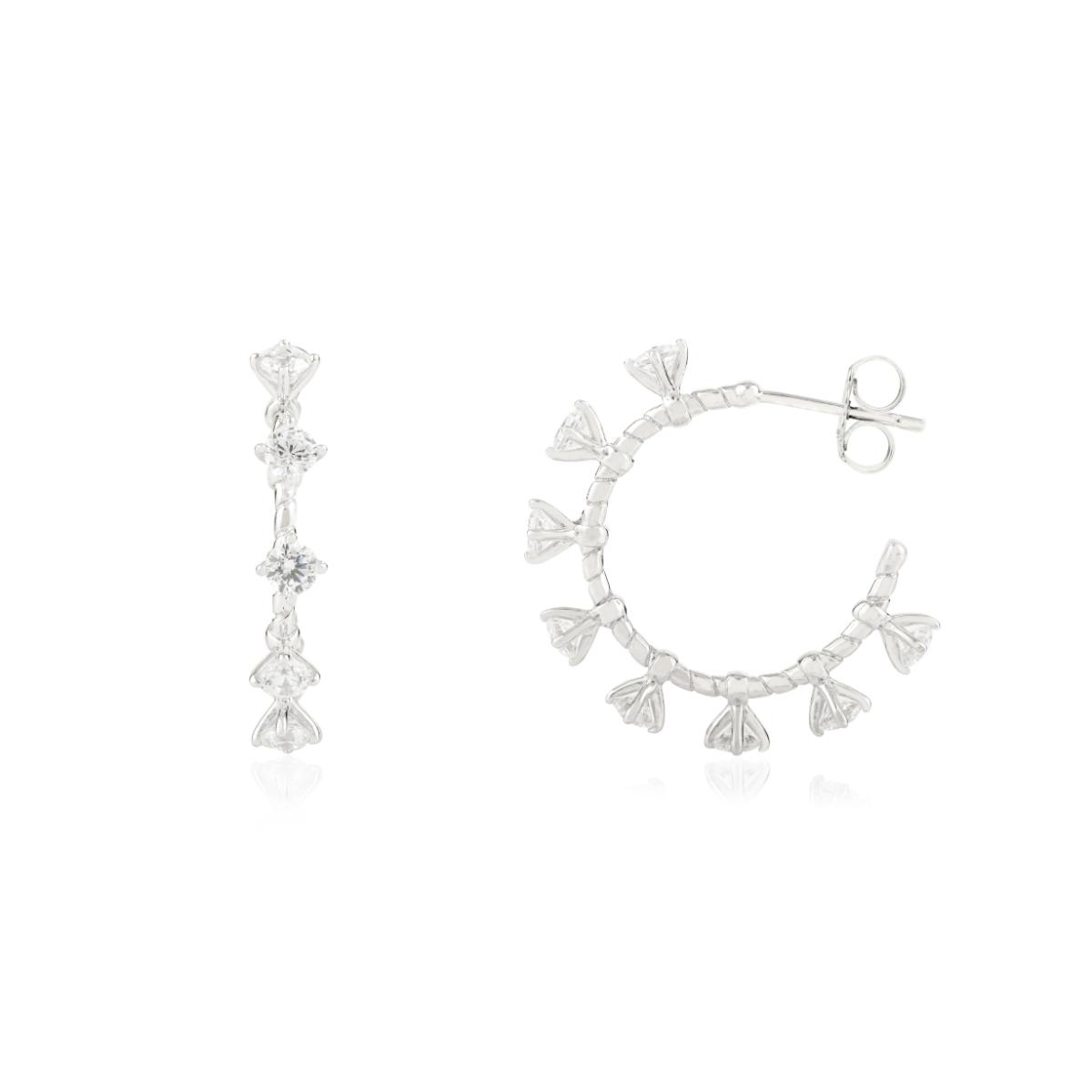 925 Silver White CZ Semi Hoop Earrings