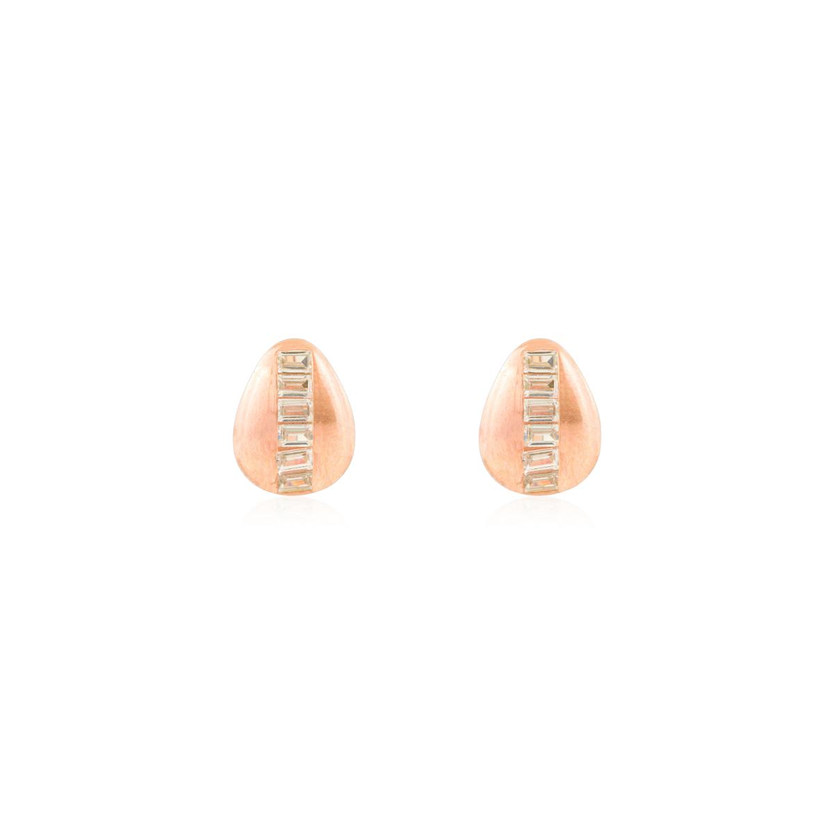 925 Silver Rose Gold Plated White CZ Stud Earrings