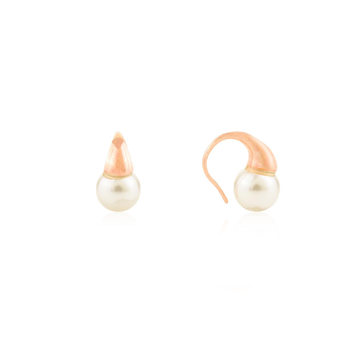 925 Silver Rose Gold Plated Pearl Drop Earrings