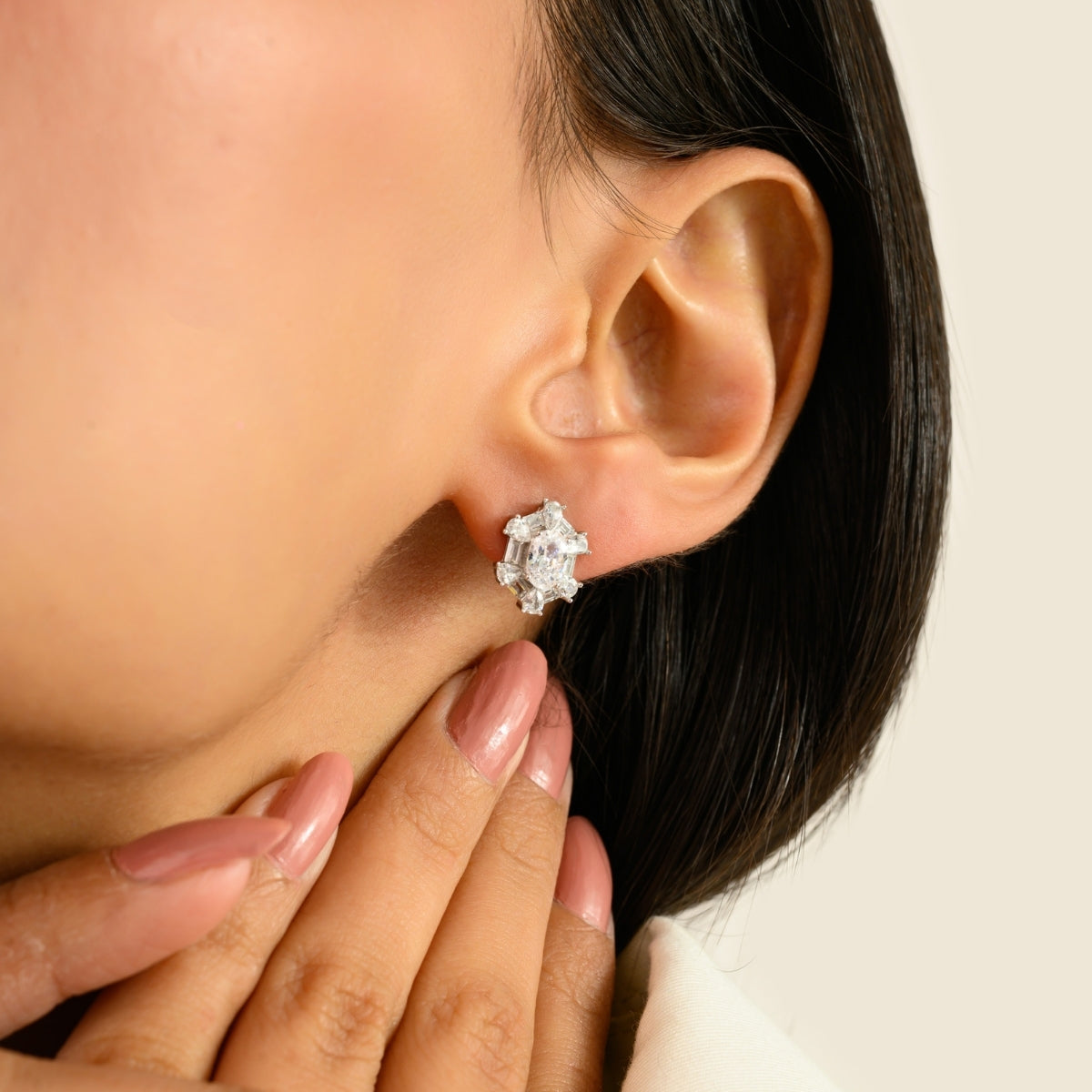 925 Silver White CZ Daily Stud Earrings