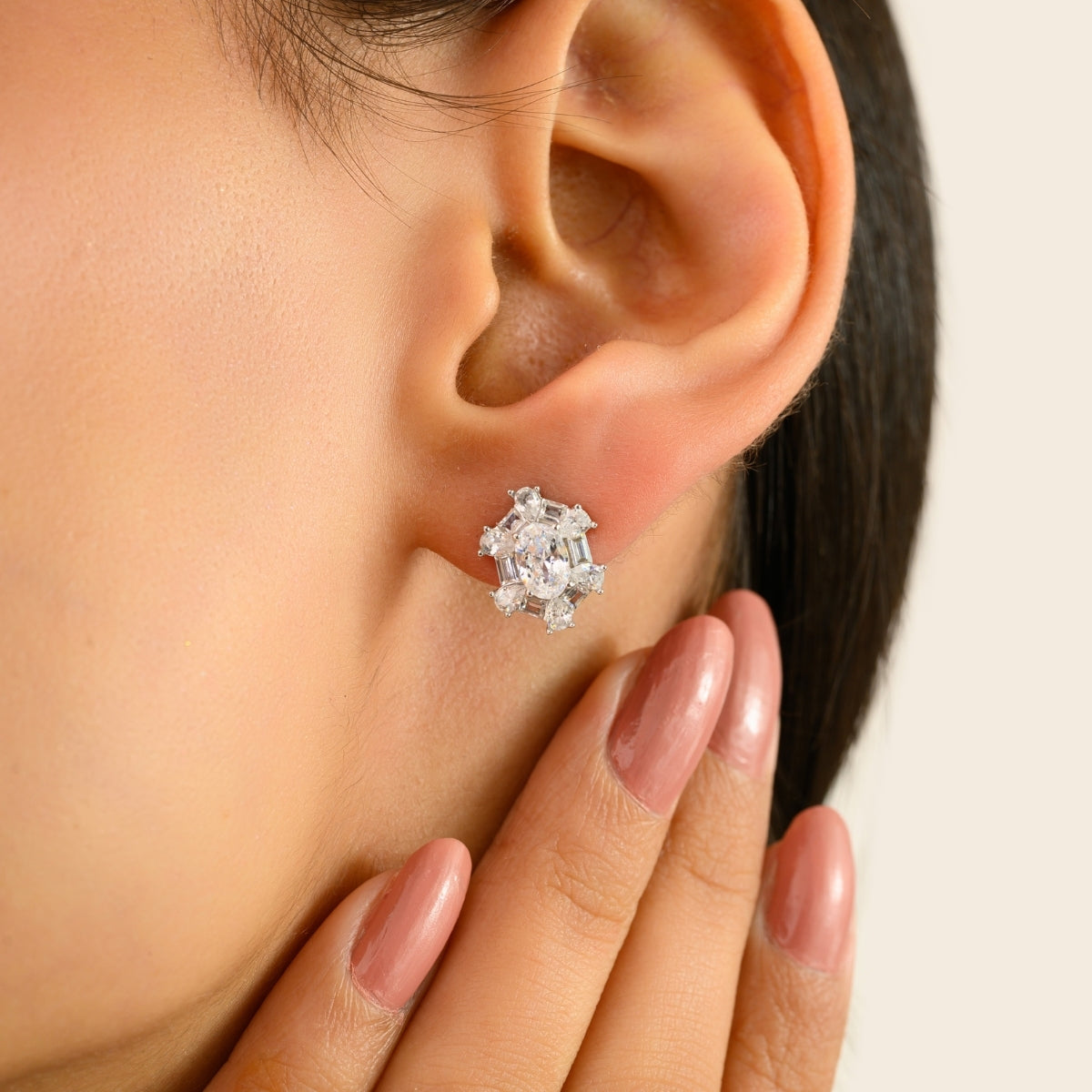 925 Silver White CZ Daily Stud Earrings