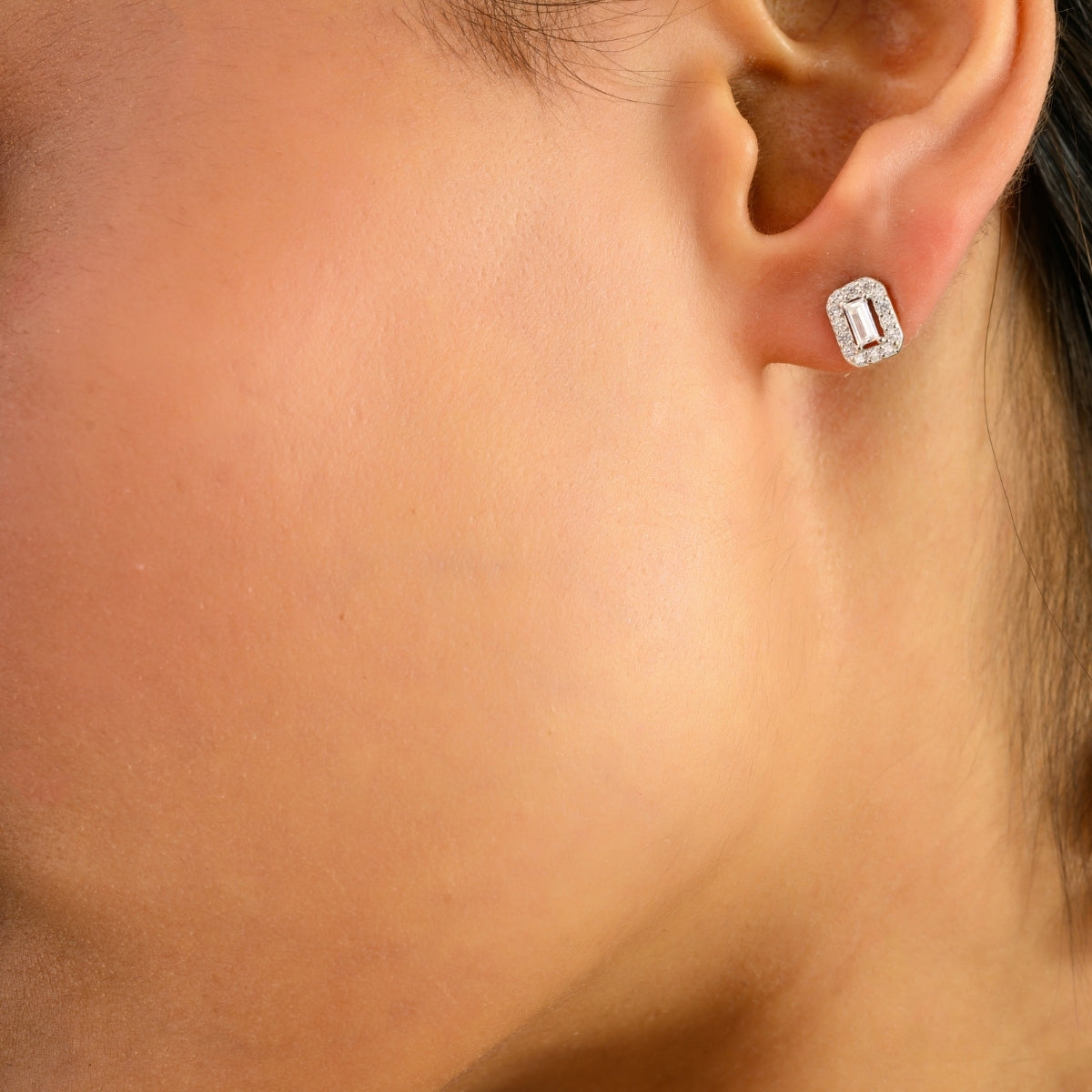 925 Silver White CZ Tiny Stud Earrings